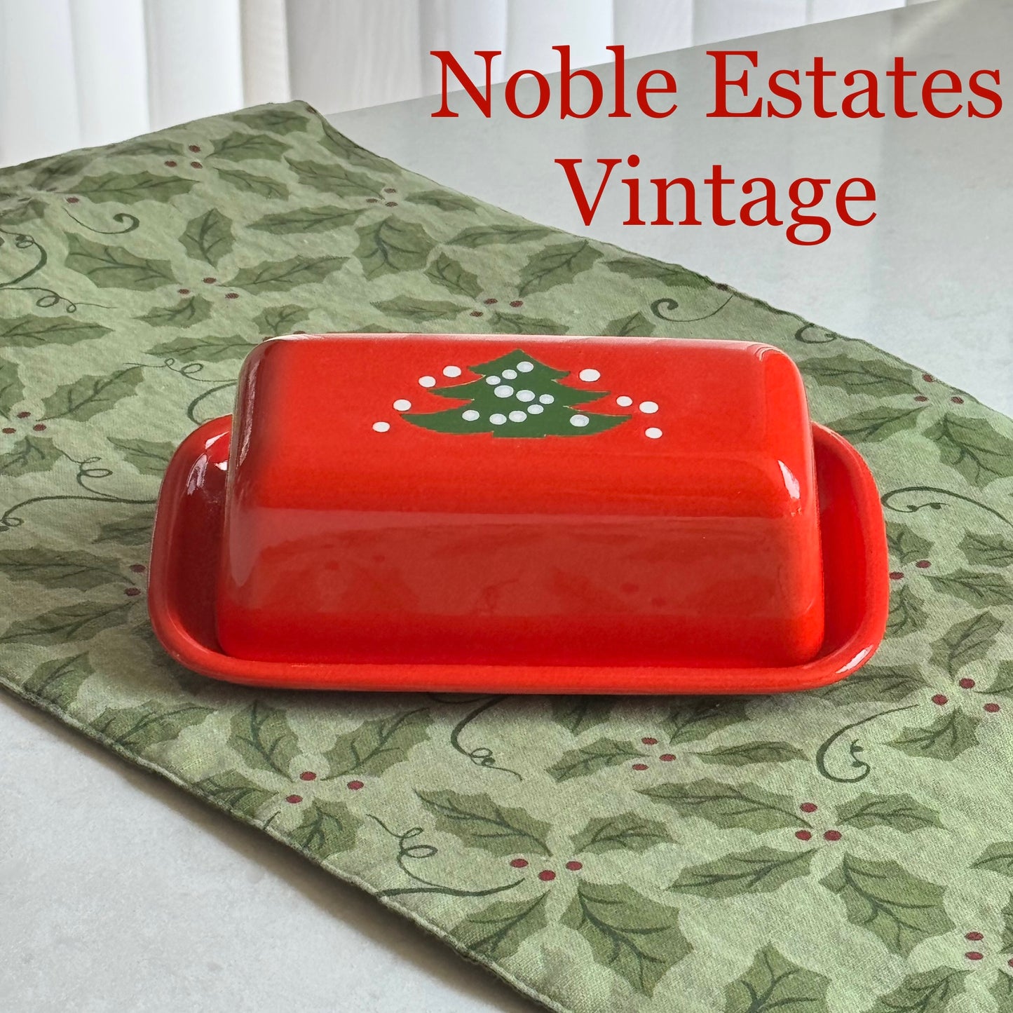 Vintage Waechtersbach Red Christmas Tree Butter Dish