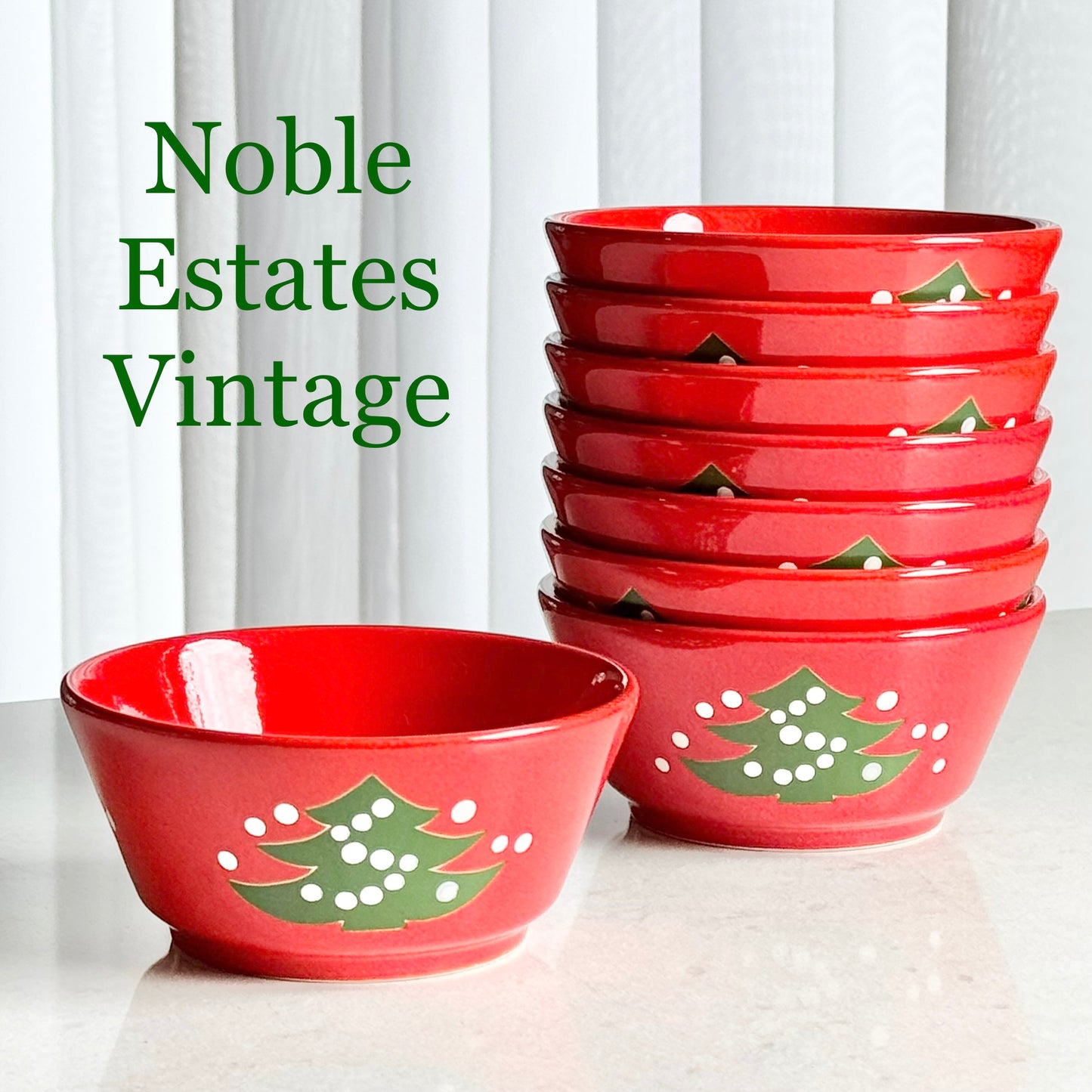 Vintage Waechtersbach Red Christmas Tree 4-7/8 Inch Bowls - Set of 8