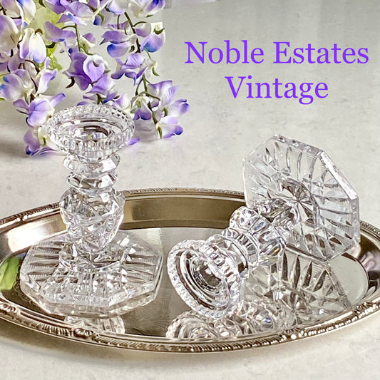 Vintage Hand Cut Crystal West German Candle Holders - Set of 2