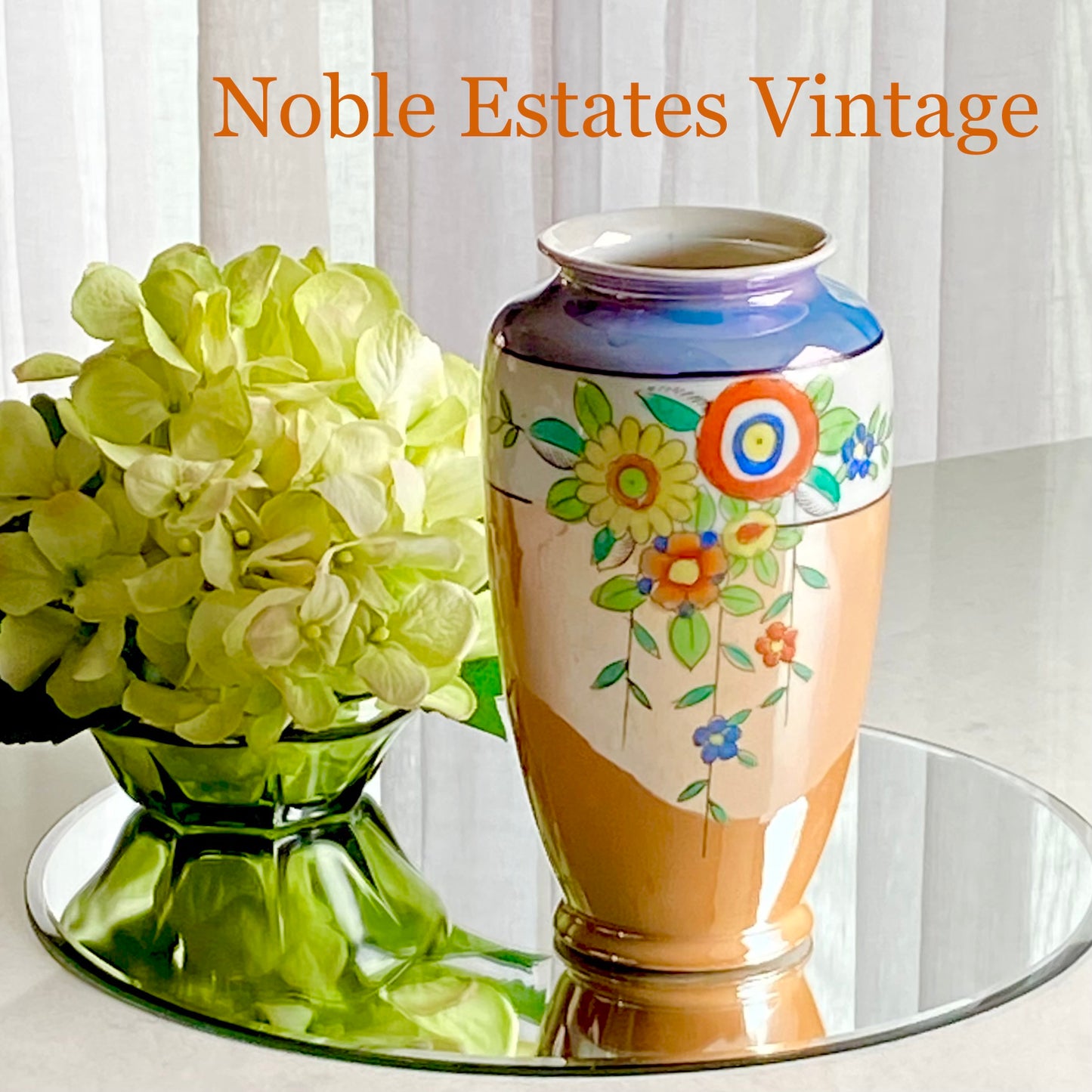 Vintage Hand Painted Lusterware Japanese Vase