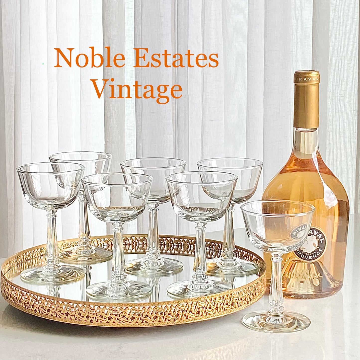 Vintage Libbey Pillar Stem Glasses - Set of 7