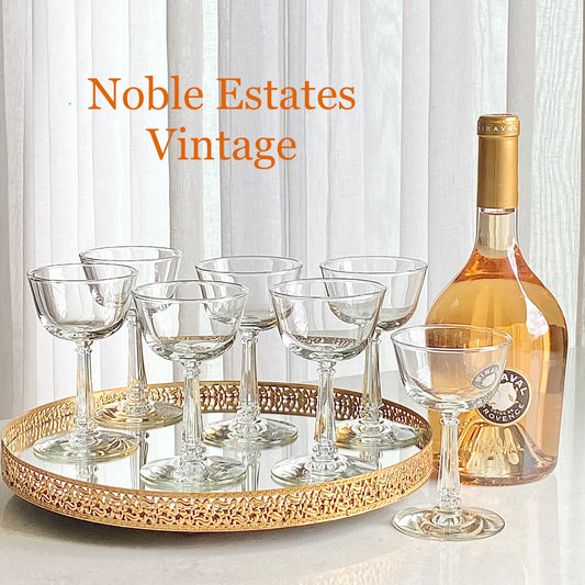 Vintage Libbey Pillar Stem Glasses - Set of 7