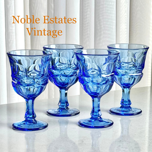 Vintage Fostoria Argus Blue Glasses (circa 1963 - 1980) - Set of 4 (#FA2)