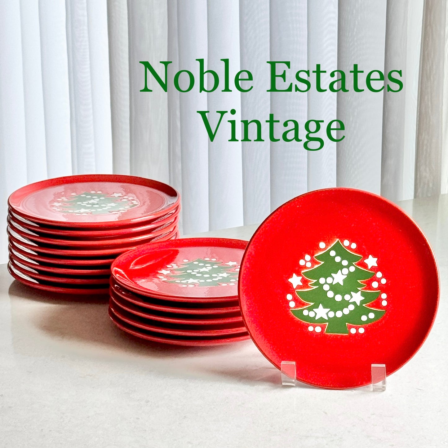 Vintage Waechtersbach Red Christmas Tree 7-3/4 Inch Plates - 14 available
