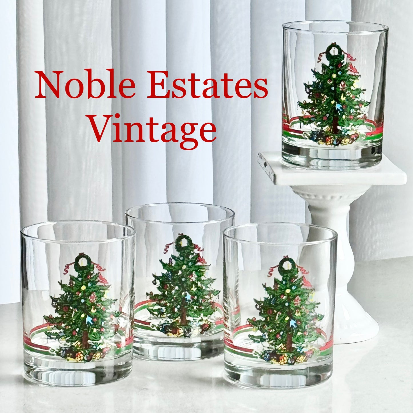 Vintage Georges Briard Yule Tide Glasses - Set of 4 Tumblers