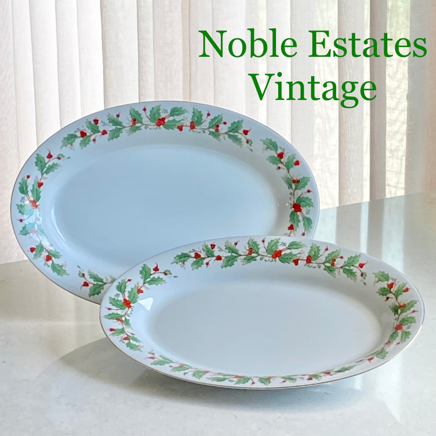 Vintage China Pearl Noel Oval Serving Platters - Two Available