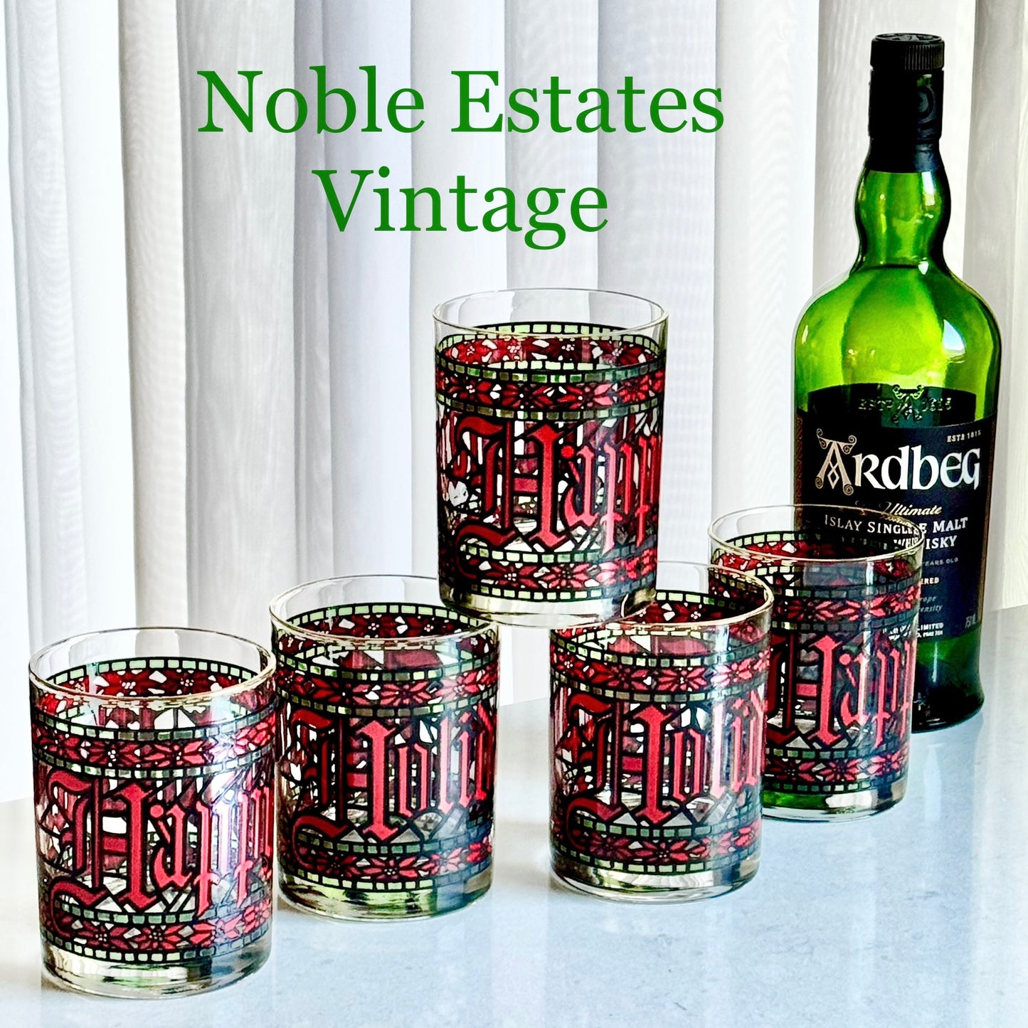 Vintage Houze Happy Holidays Glasses - Set of 5