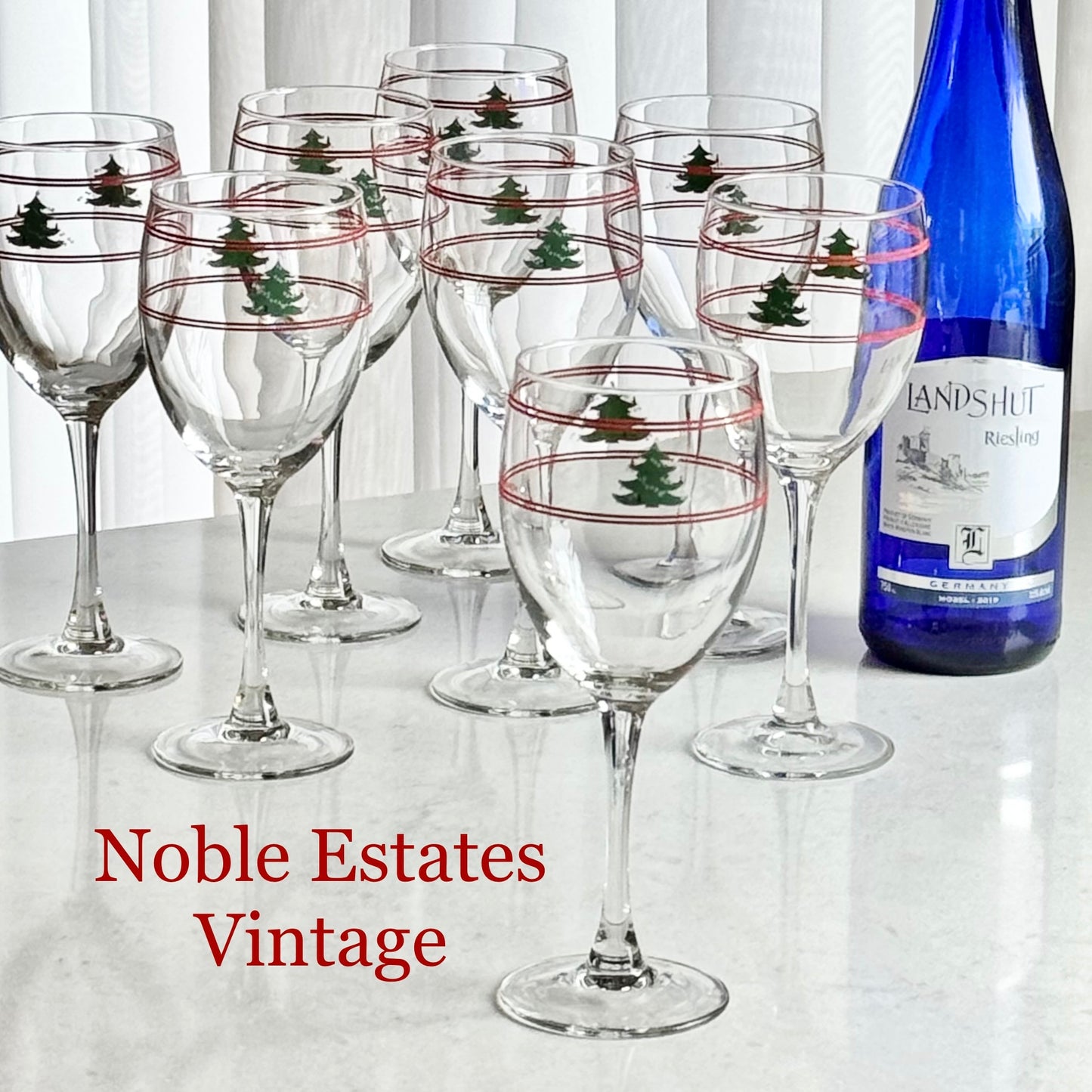 Vintage Waechtersbach Christmas Tree Glasses - Set of 8 Goblets