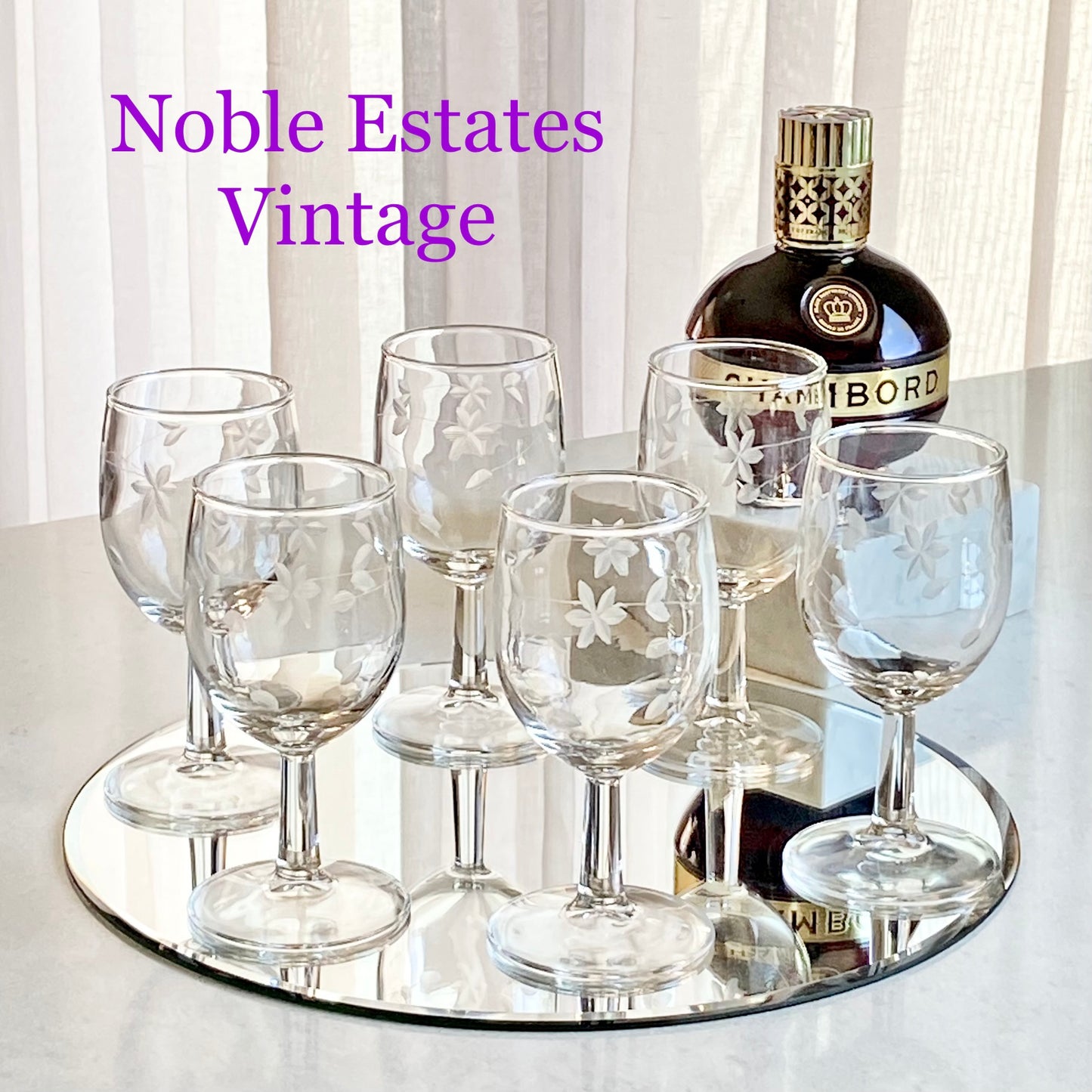 Vintage Etched Glasses - Set of 6
