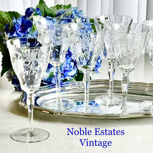 Vintage Etched Glasses - Set of 6 (Set #VE25)