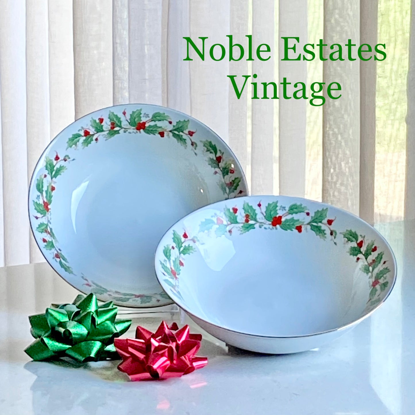 Vintage China Pearl Noel Oval Serving Platters - Two Available