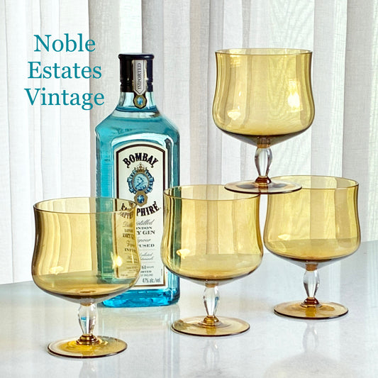 Vintage Amber Glasses - Set of 4