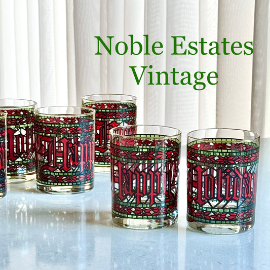 Vintage Houze Happy Holidays Glasses - Set of 8
