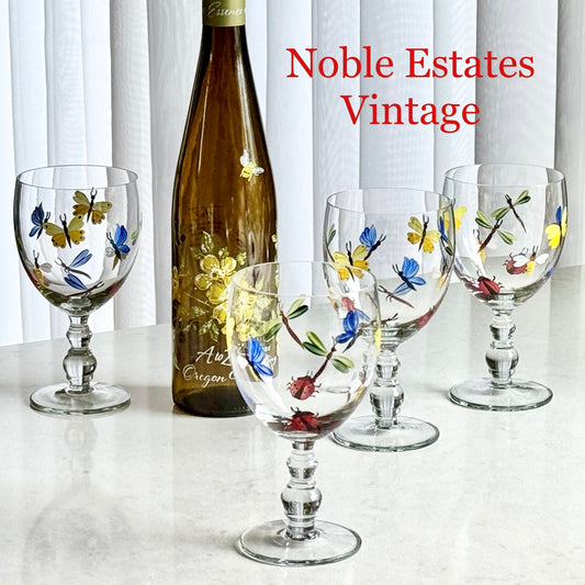Vintage Hausen Ware Hand Painted Glasses - Set of 4 Goblets
