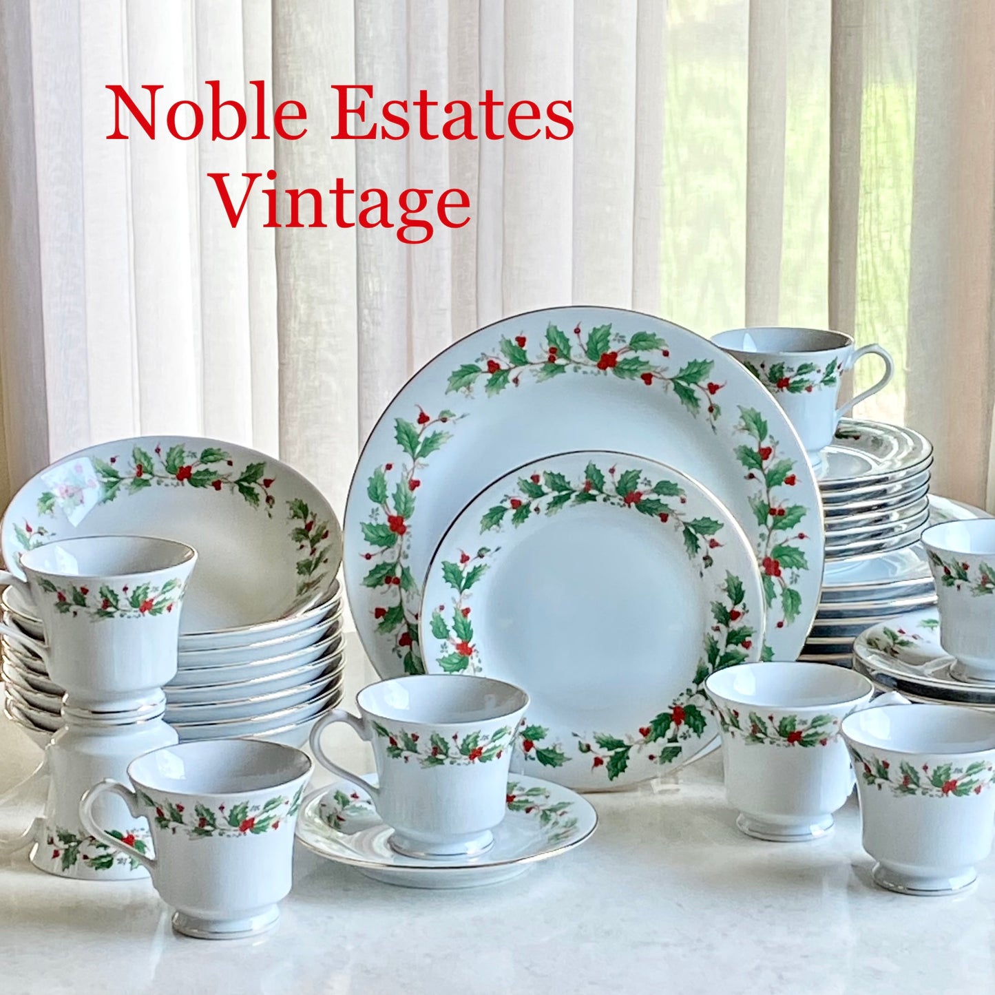 Vintage China Pearl Noel Oval Serving Platters - Two Available