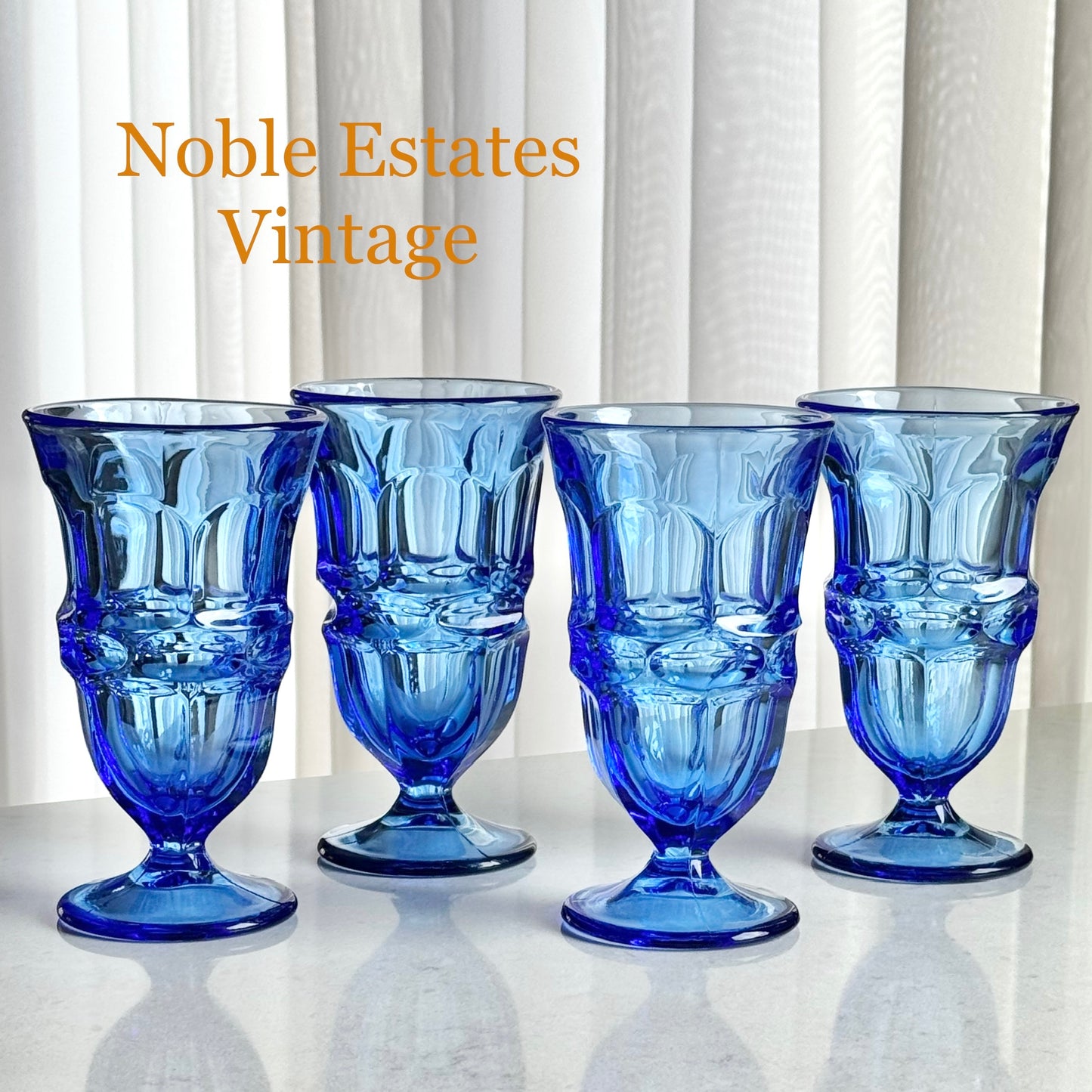 Vintage Fostoria Argus Blue Glasses (circa 1963 - 1980) - Set of 4 (#FA1)