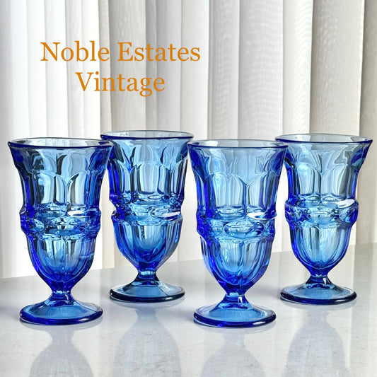 Vintage Fostoria Argus Blue Glasses (circa 1963 - 1980) - Set of 4 (#FA1)