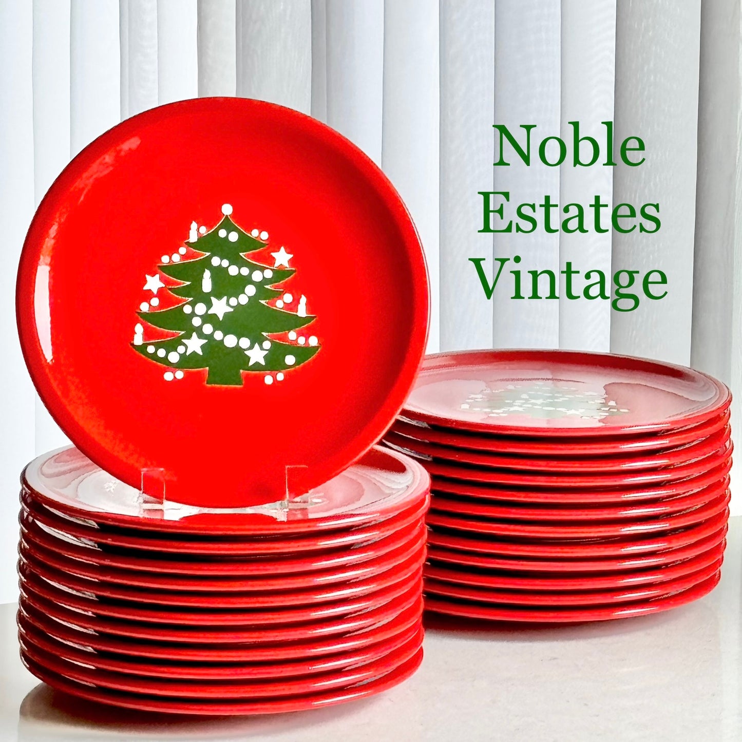 Vintage Waechtersbach Red Christmas Tree 10 Inch Dinner Plates - 22 Available