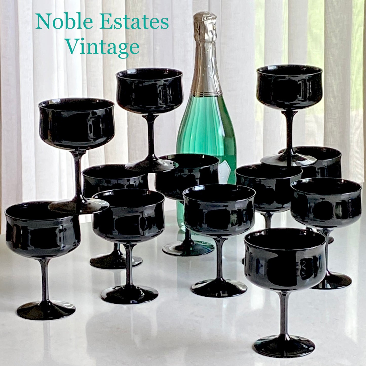 Vintage Lenox Midnight Mood Black Glasses (circa 1974 - 1982) - Set of 12