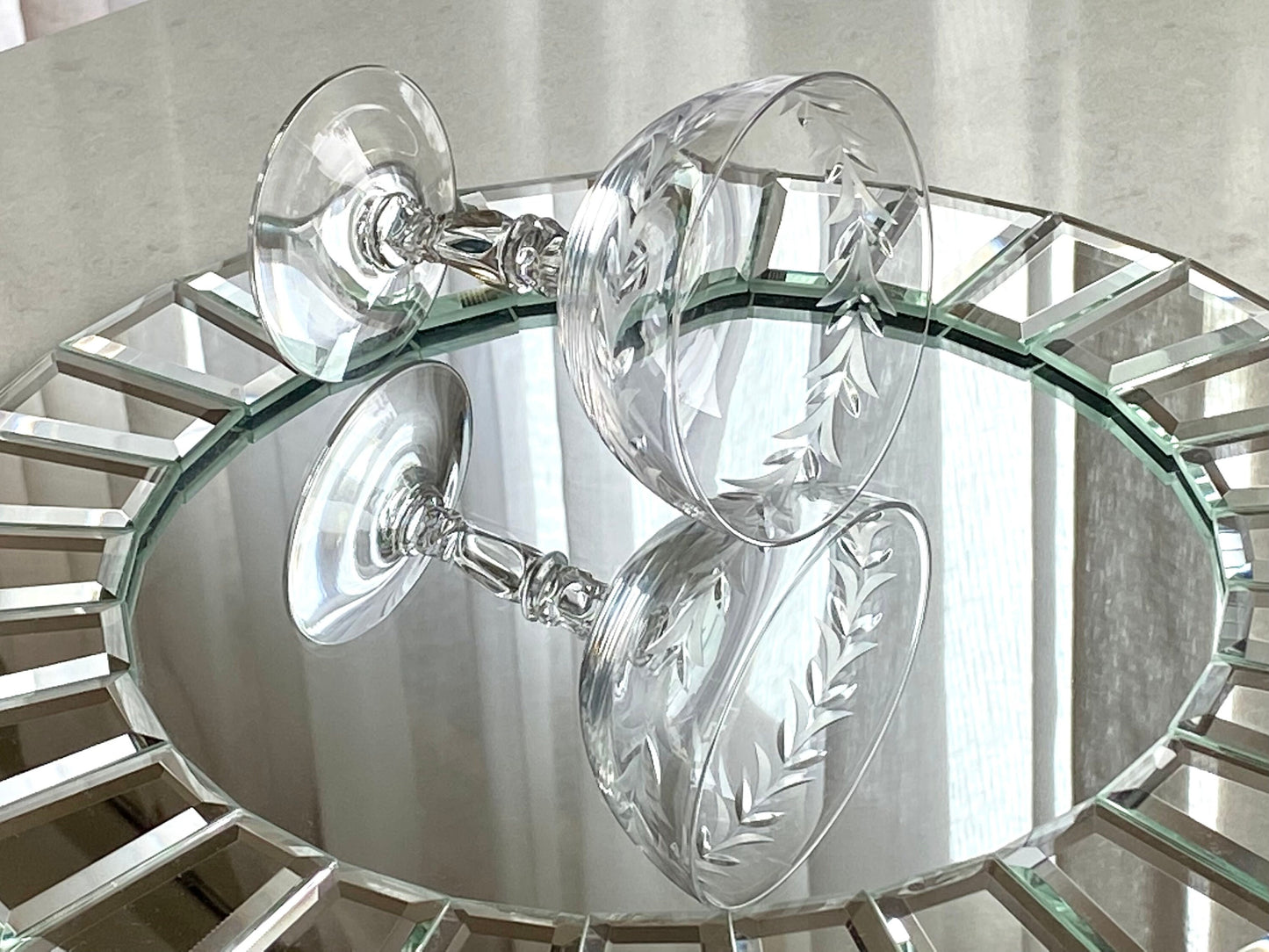 Vintage Fostoria Holly Etched Glasses (circa 1942 - 1980) - Set of 8