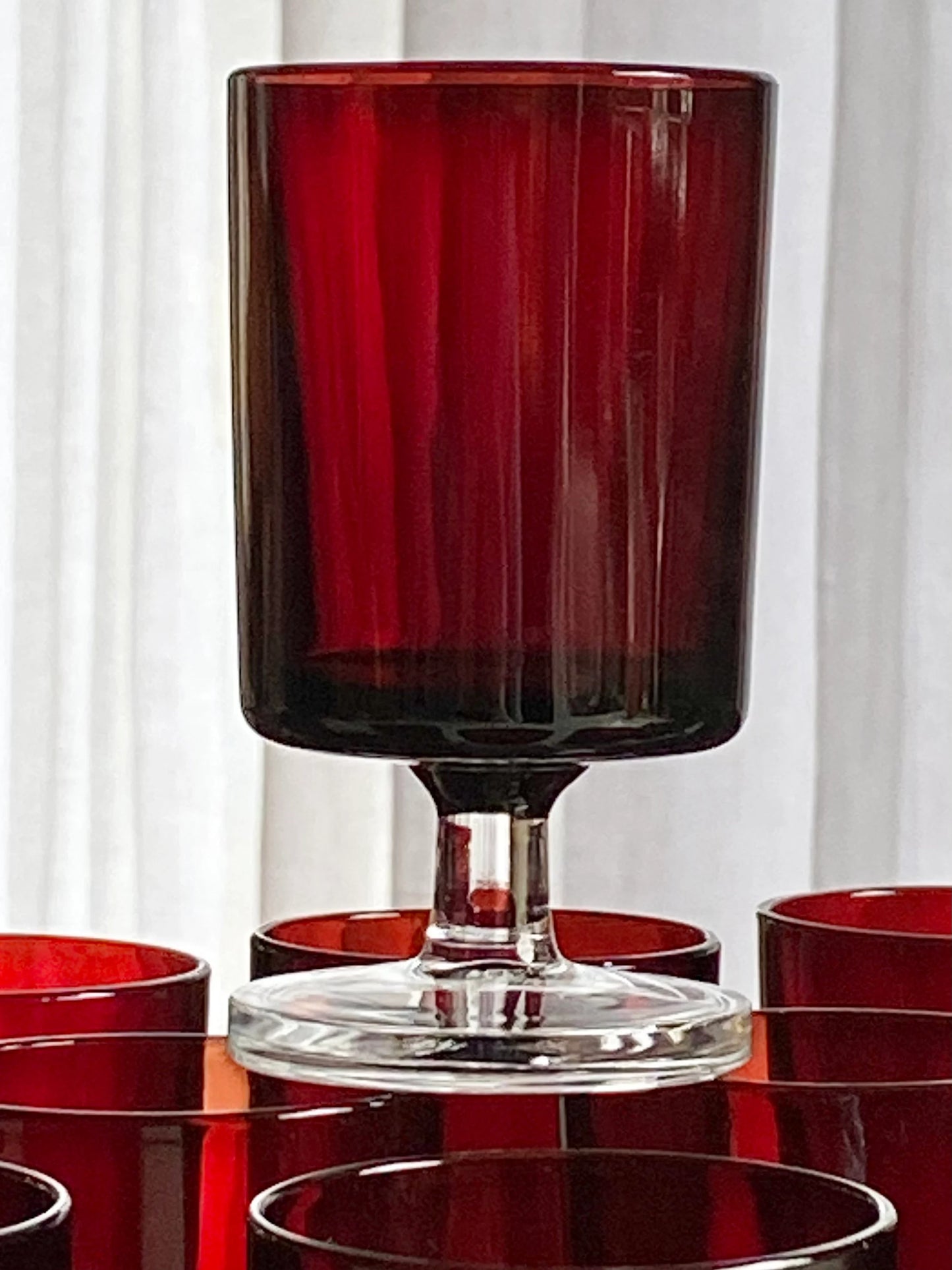 Vintage Cristal D'Arques-Durand Cavalier Ruby Red Glasses - Set of 12