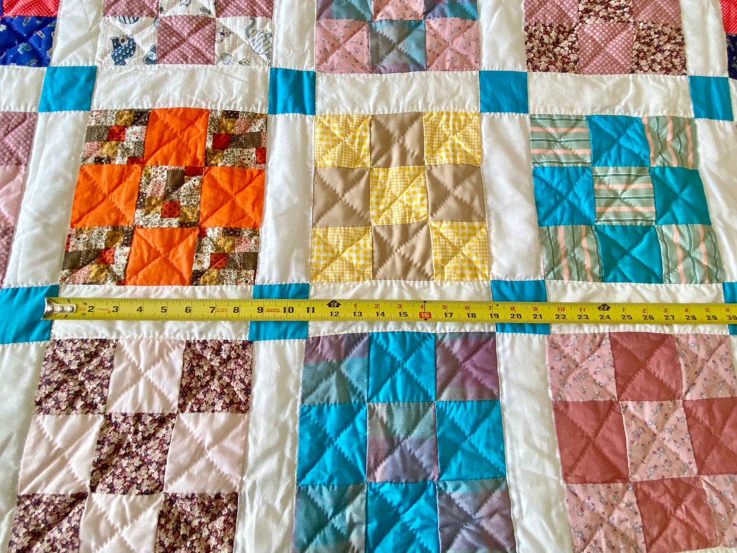 Vintage Nine Patch Quilt - Approx. 87 in. X 99 in.