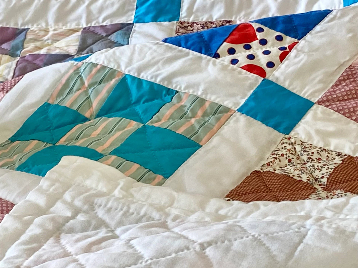 Vintage Nine Patch Quilt - Approx. 87 in. X 99 in.