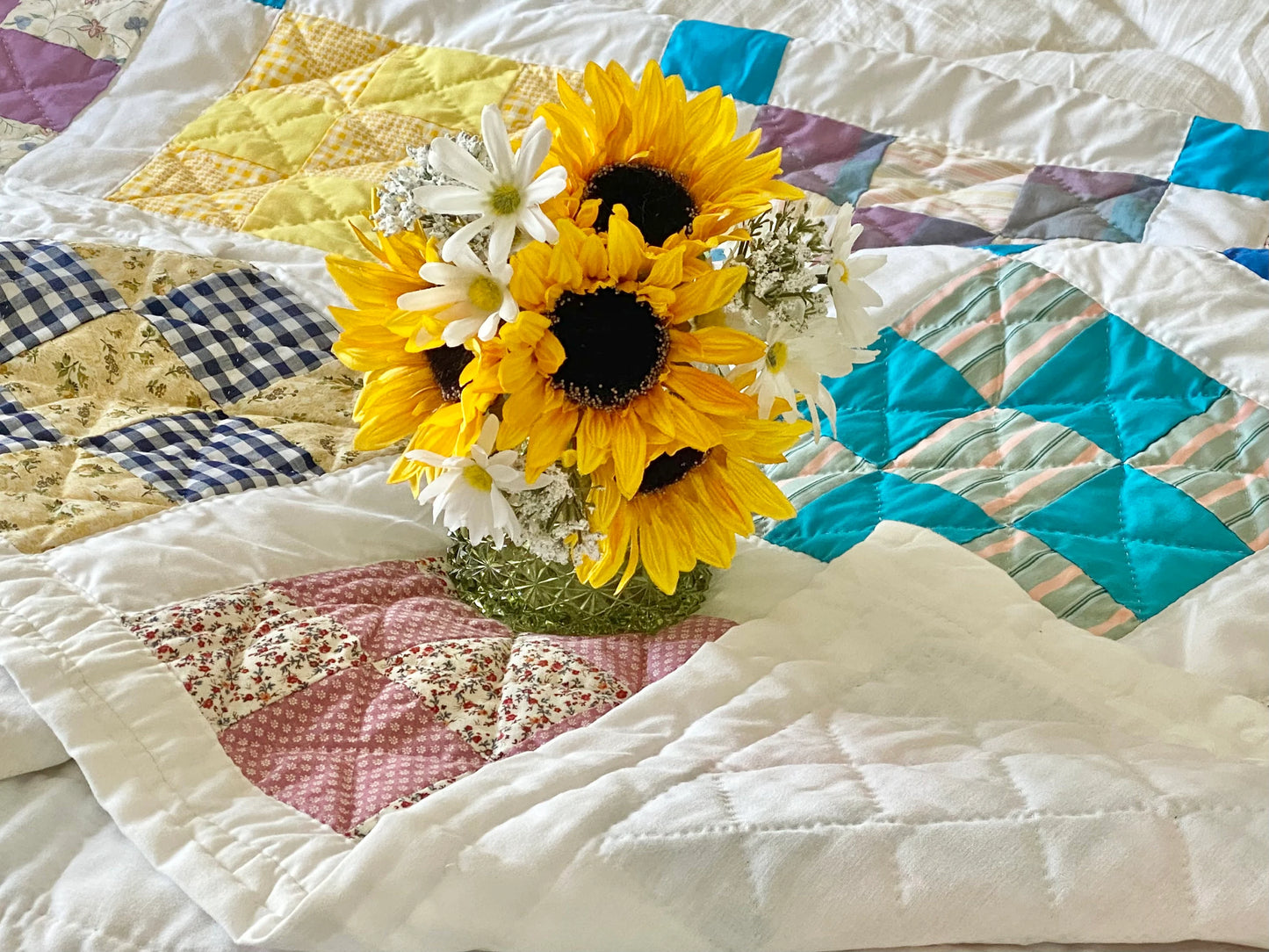 Vintage Nine Patch Quilt - Approx. 87 in. X 99 in.