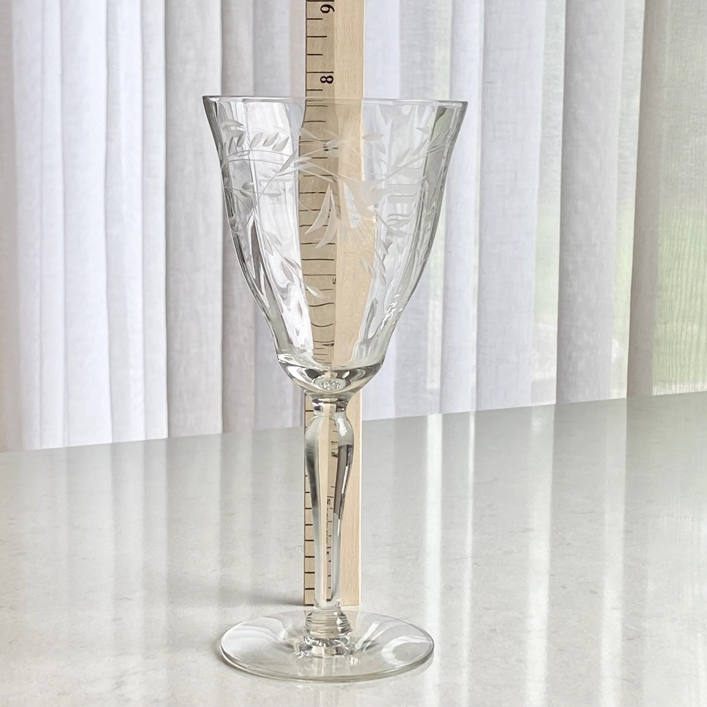 Vintage Etched Optic Panel Glasses - Set of 8 (Set #852C)