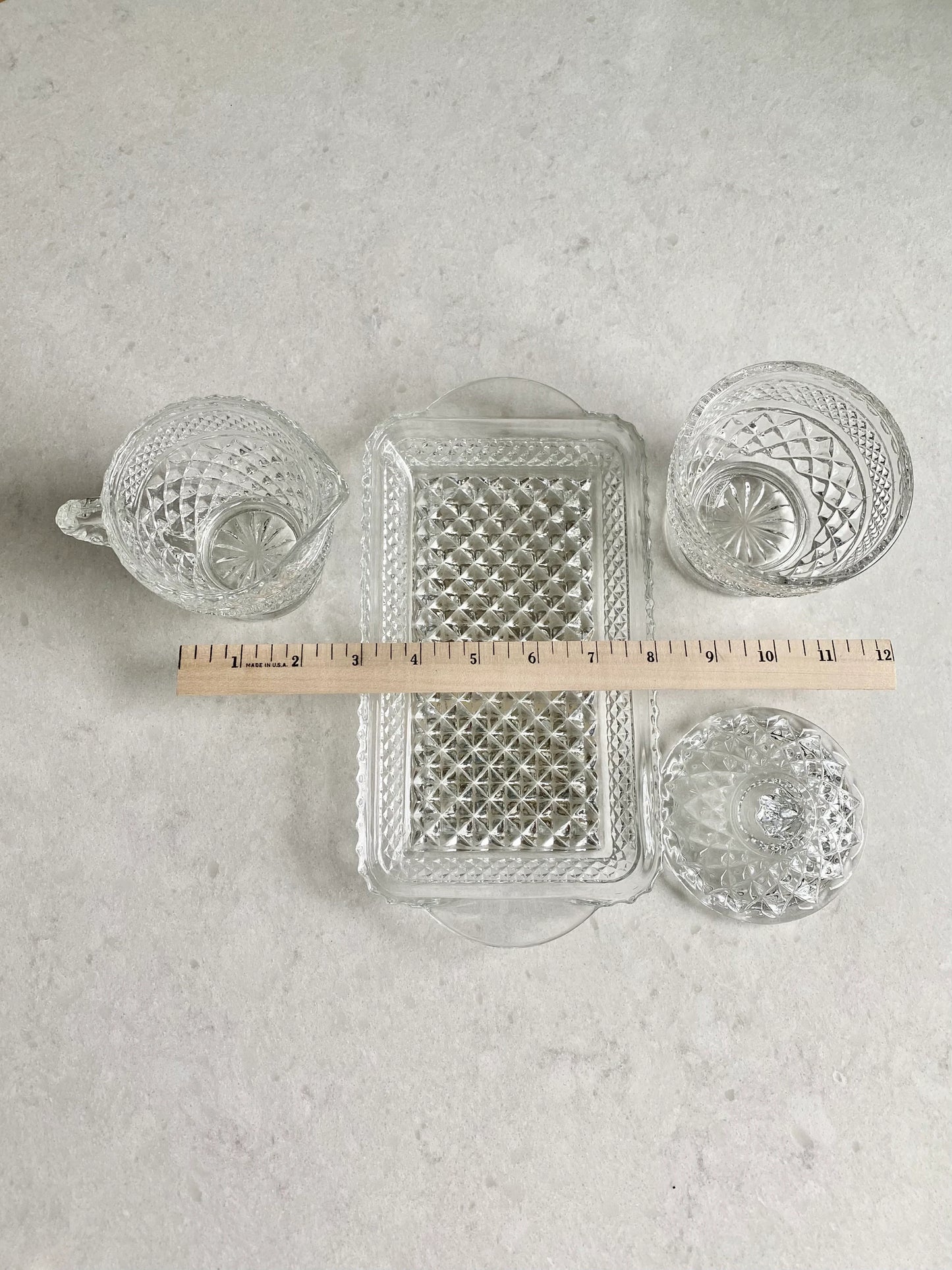Vintage Anchor Hocking Wexford Waffle Covered Sugar and Creamer Sets - With and Without Undertray Available (circa 1962 - 1998)