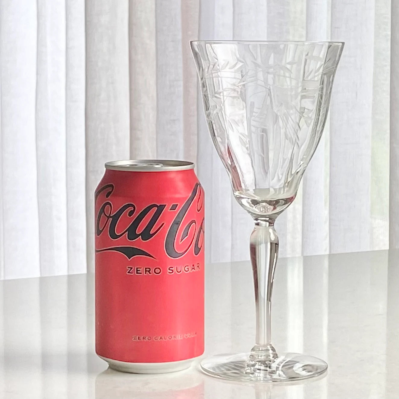 Vintage Etched Optic Panel Glasses - Set of 8 (Set #852C)