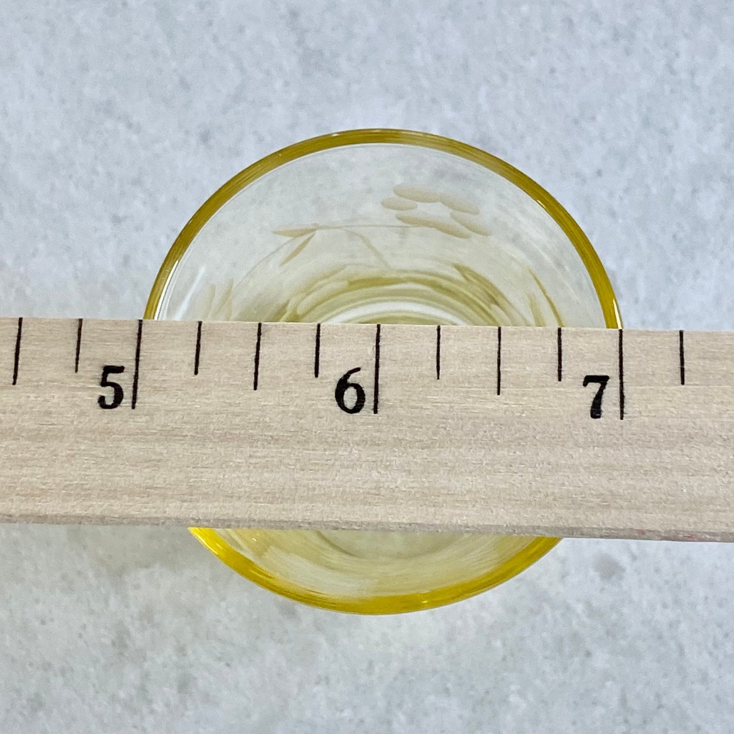 Vintage Yellow Etched Glasses - Set of 8