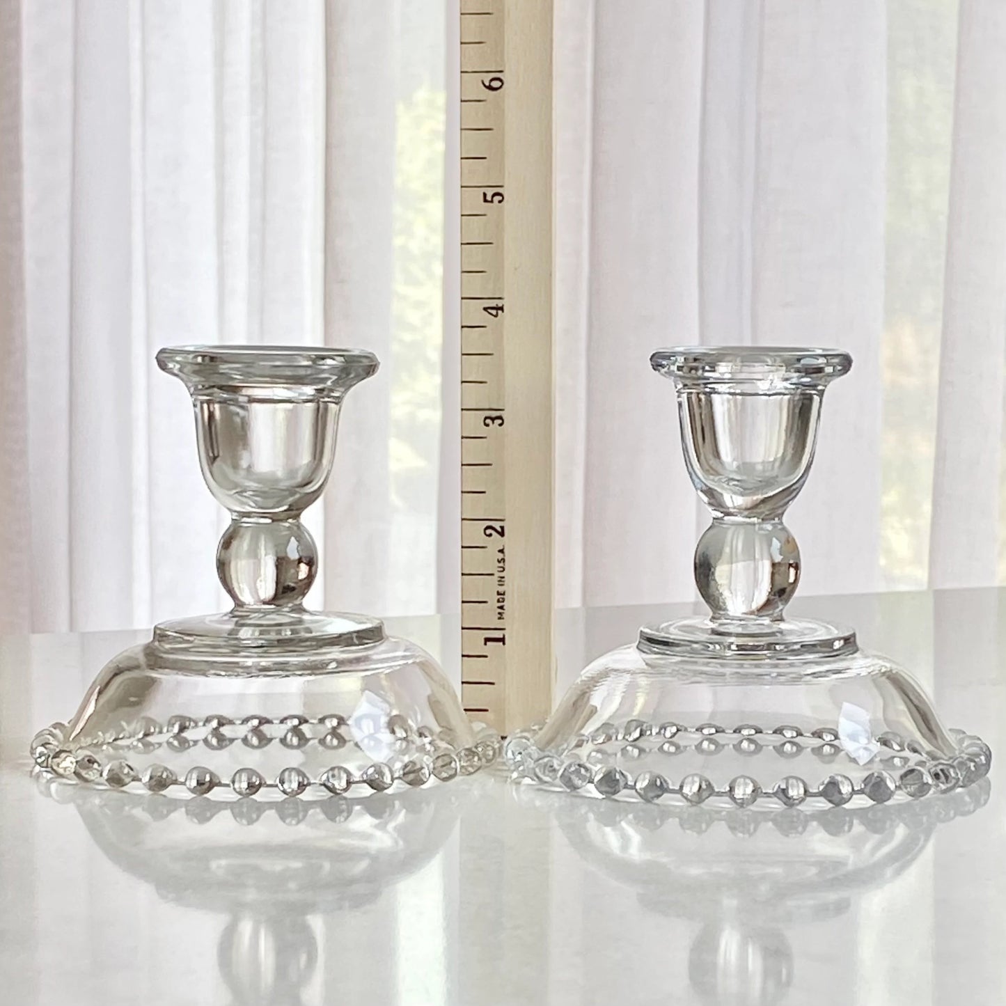 Vintage Imperial Glass Candlewick Beaded Edge Candle Holders (circa 1936 - 1984) - 6 available
