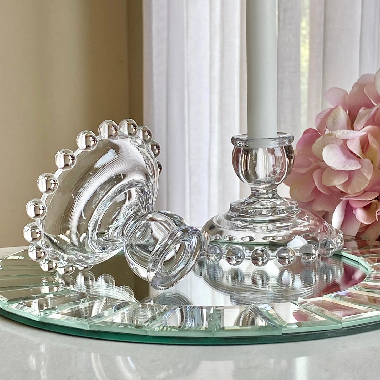 Vintage Imperial Glass Candlewick Beaded Edge Candle Holders (circa 1936 - 1984) - 6 available