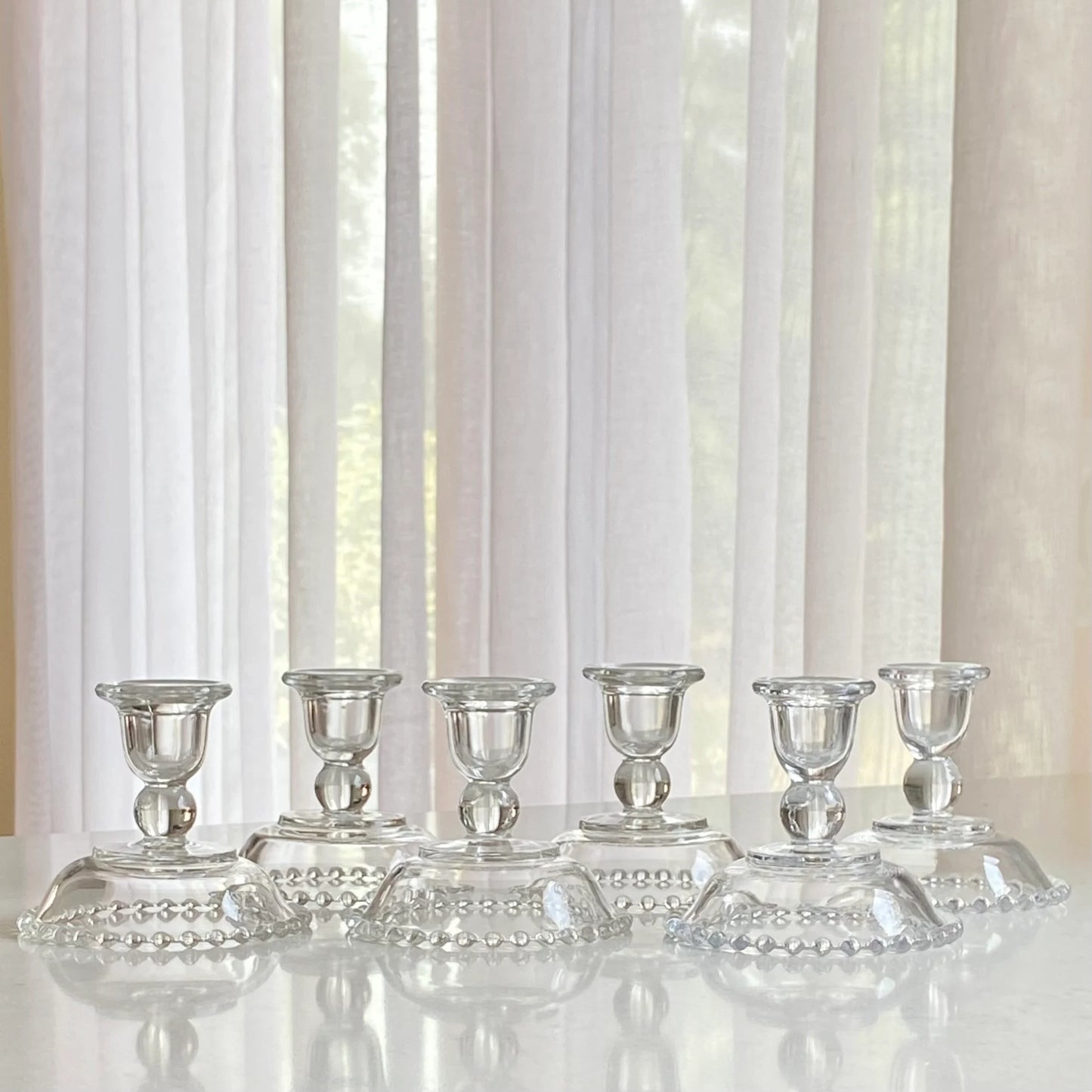 Vintage Imperial Glass Candlewick Beaded Edge Candle Holders (circa 1936 - 1984) - 6 available