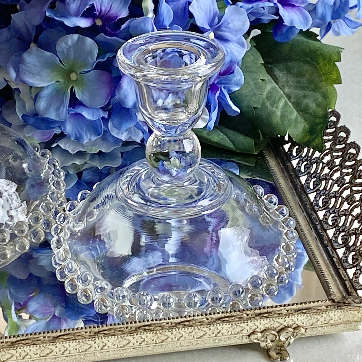 Vintage Imperial Glass Candlewick Beaded Edge Candle Holders (circa 1936 - 1984) - 6 available