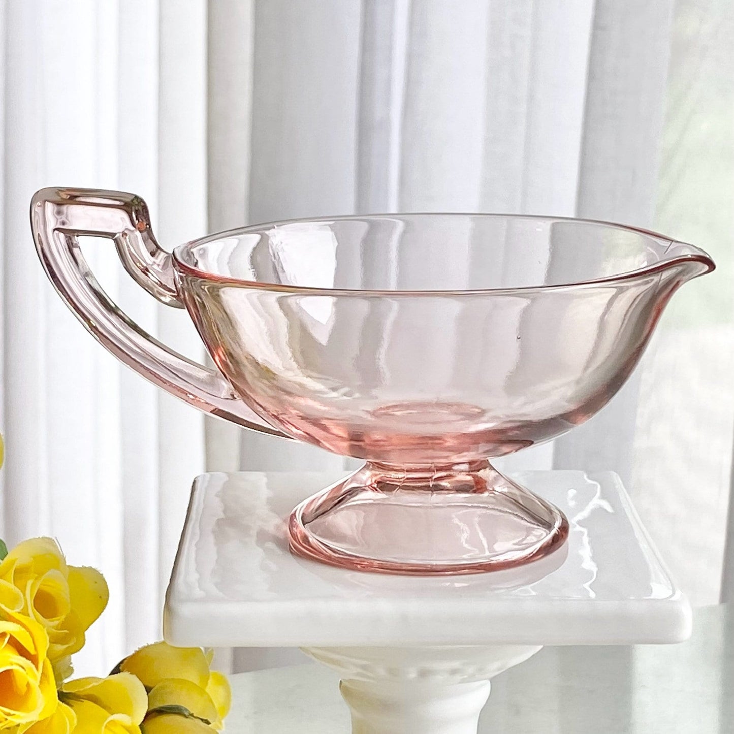Vintage Pink Covered Sugar and Creamer Set