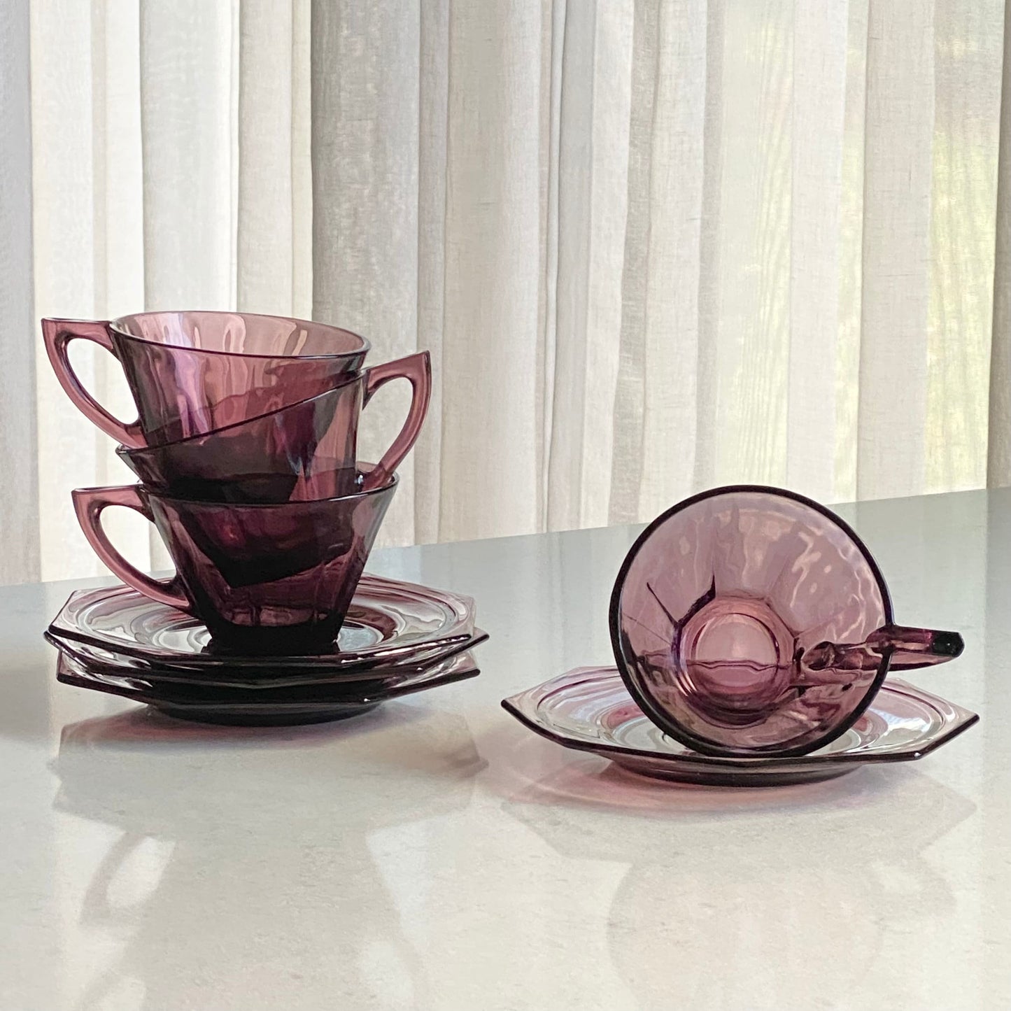 Vintage Hazel Atlas Moroccan Amethyst Service for 4 - 20 Pieces Total