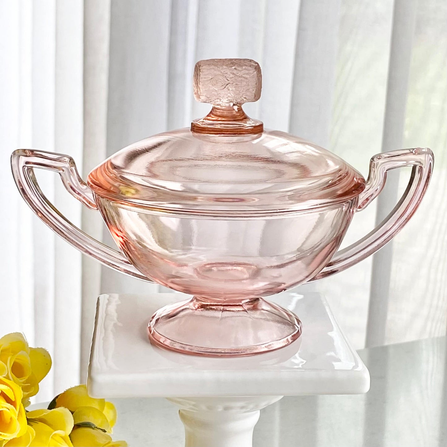 Vintage Pink Covered Sugar and Creamer Set