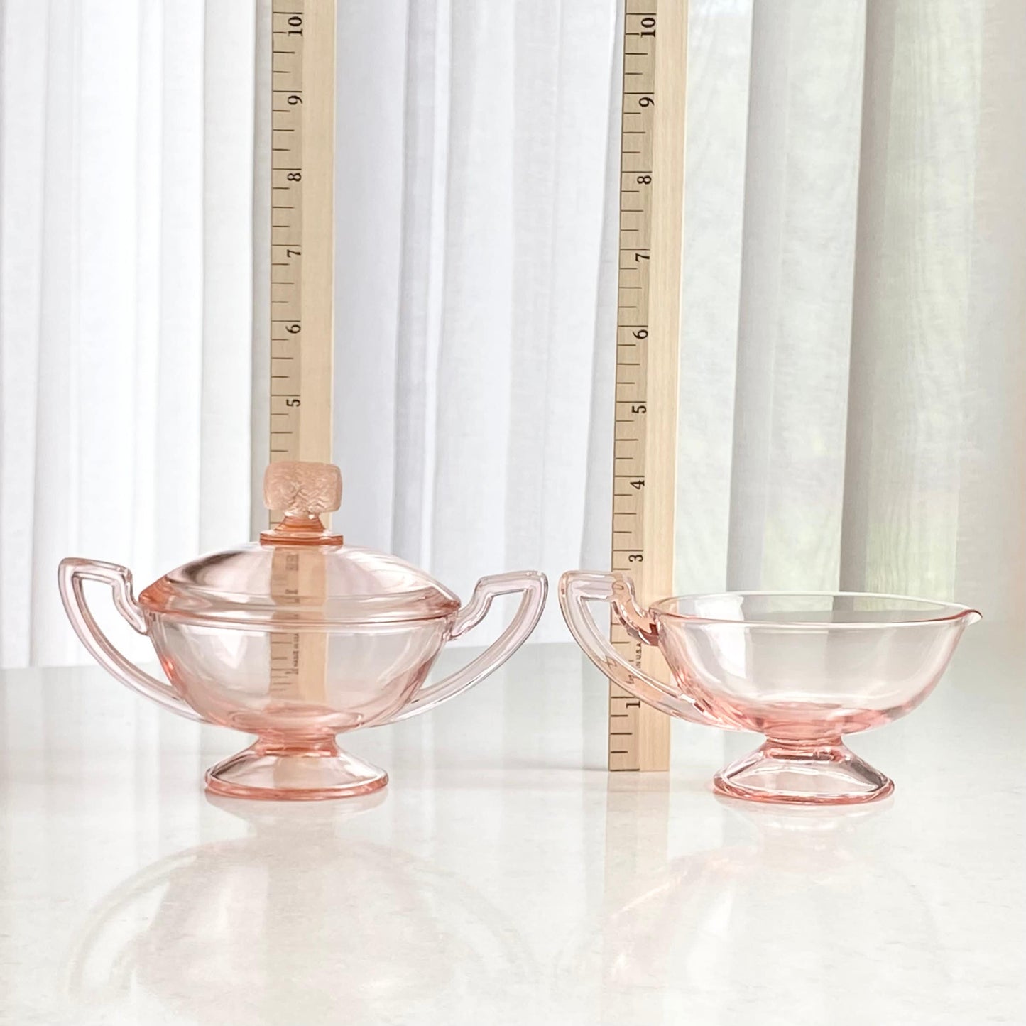 Vintage Pink Covered Sugar and Creamer Set