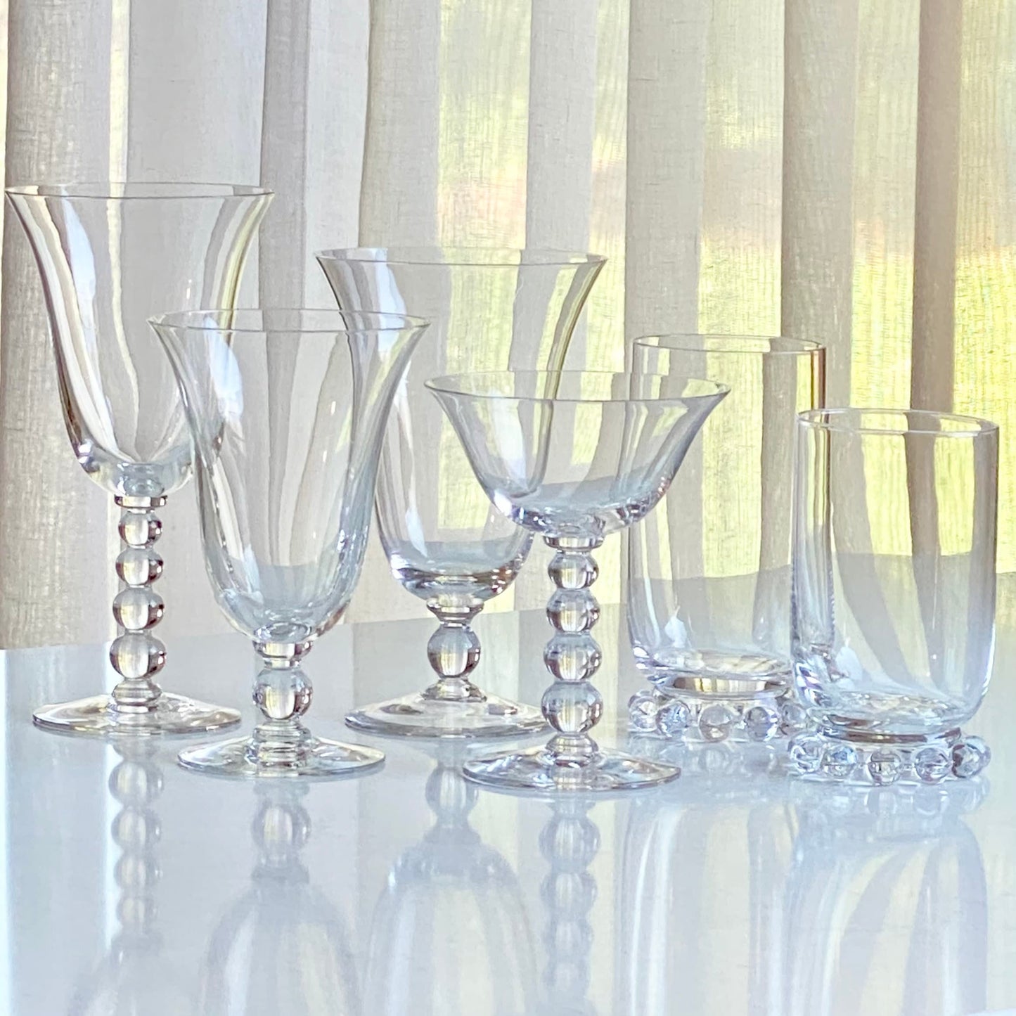 Vintage Imperial Candlewick Bubble Stem Glasses (circa 1936 - 1984) - Set of 16