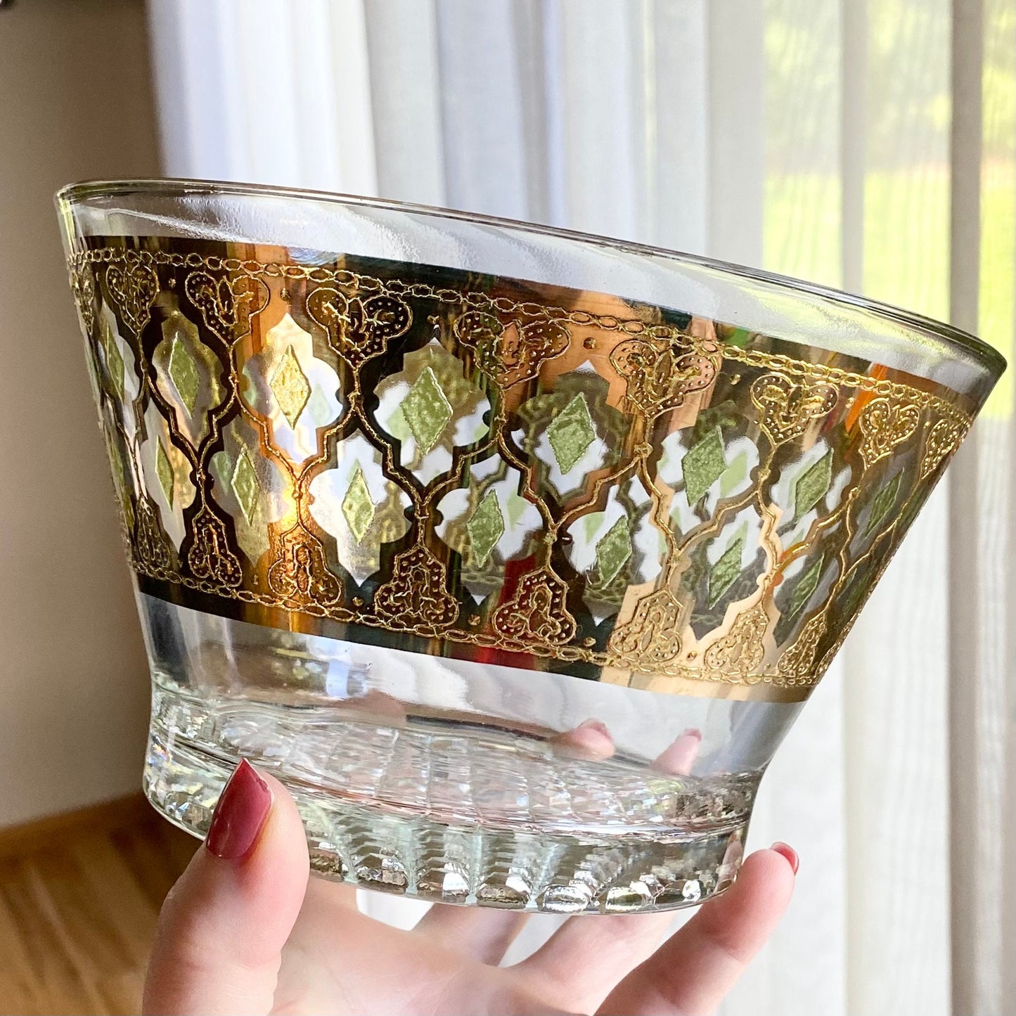Vintage Culver Valencia Gold and Green Bowl / Ice Bucket