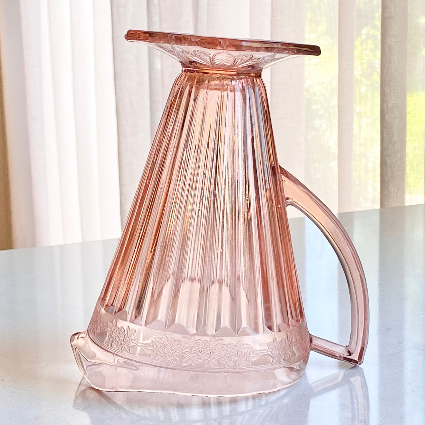 Vintage Jeannette Glass Adam Pink Pitcher (circa 1932 - 1934)
