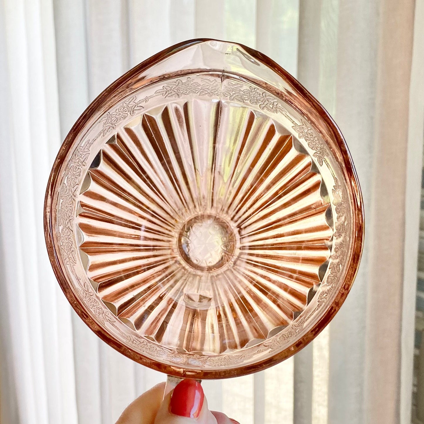 Vintage Jeannette Glass Adam Pink Pitcher (circa 1932 - 1934)