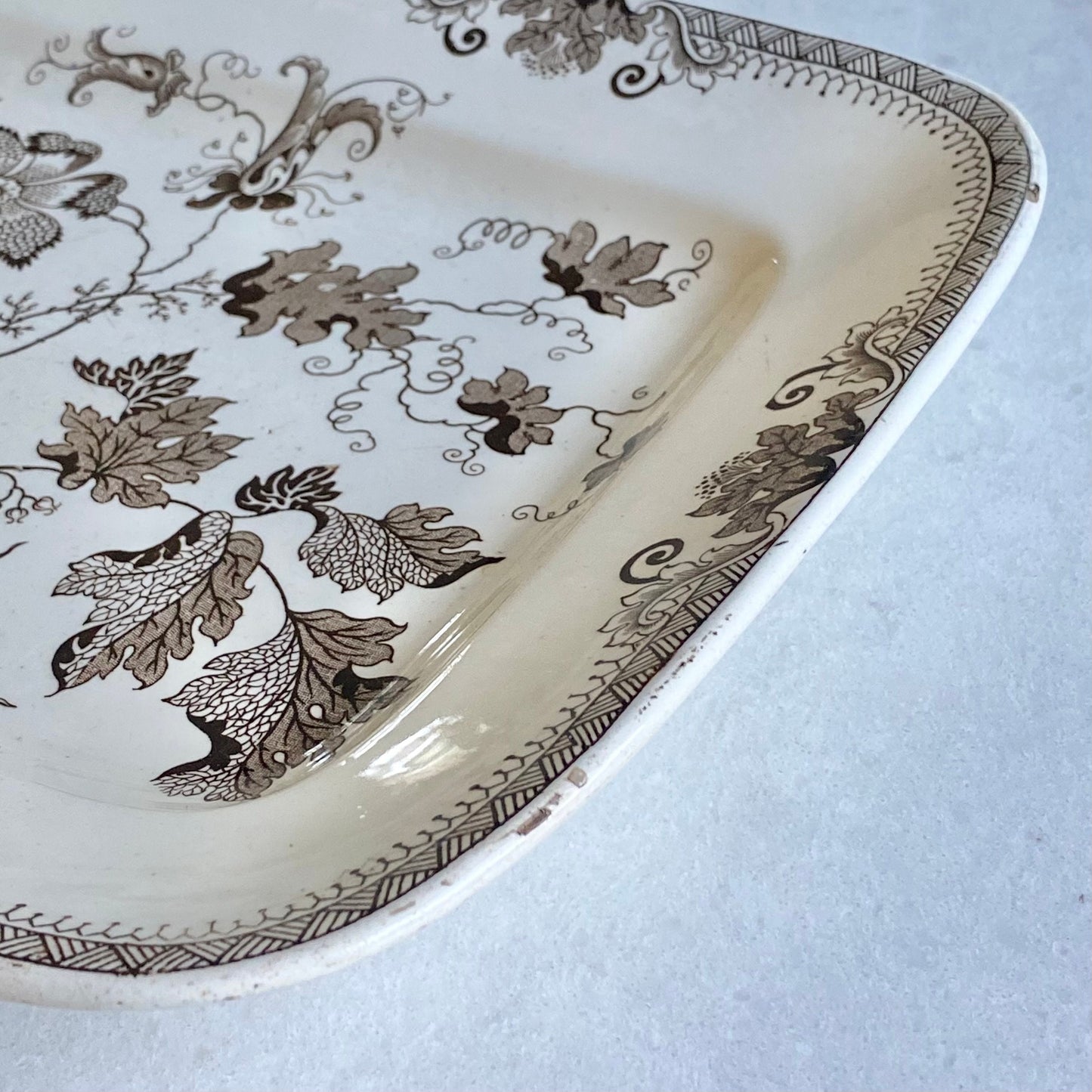 Vintage J.F. Wileman Chinese Brown Plant 16 Inch Transferware Platter (circa 1866 - 1872)