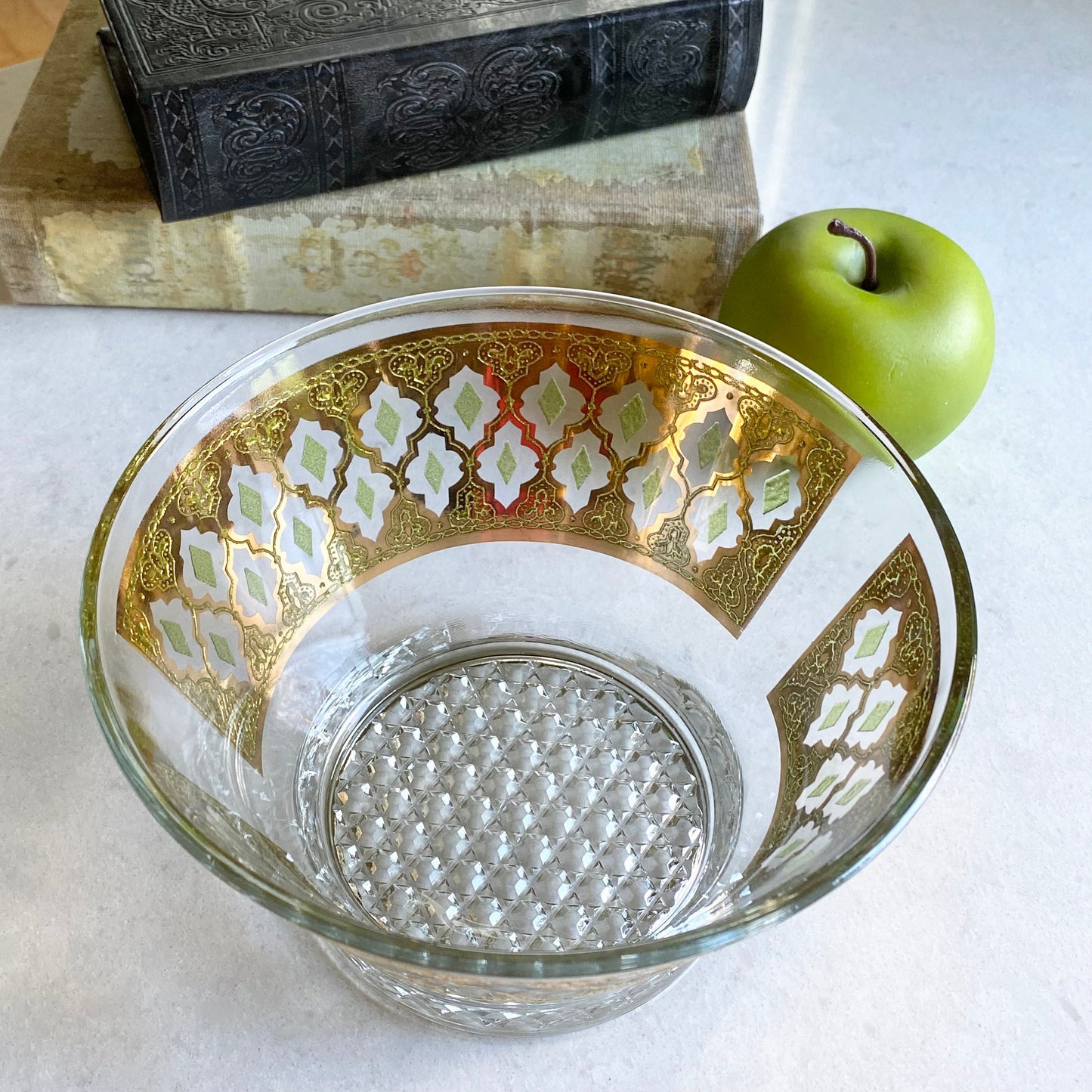 Vintage Culver Valencia Gold and Green Bowl / Ice Bucket