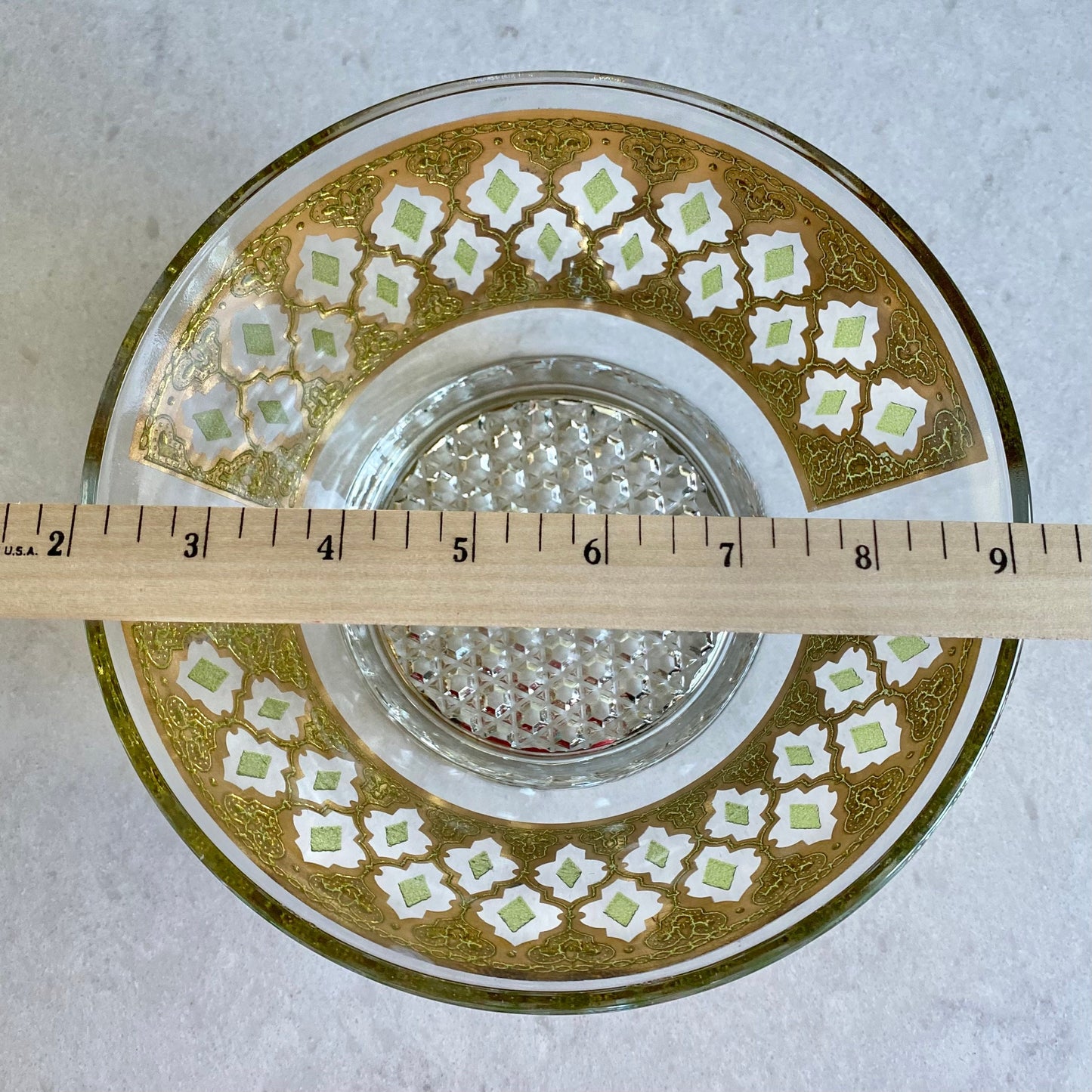 Vintage Culver Valencia Gold and Green Bowl / Ice Bucket
