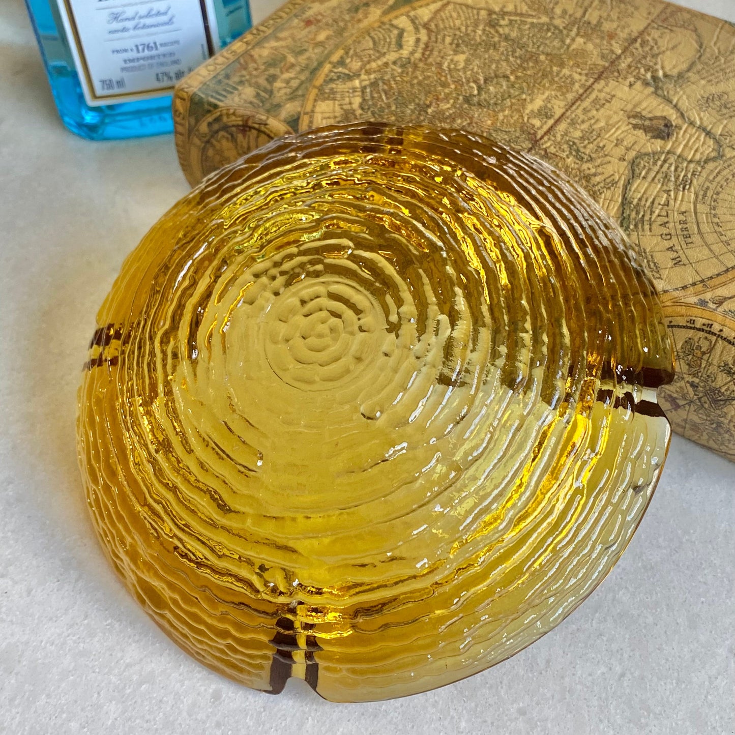 Vintage Anchor Hocking Soreno Gold 6-1/4 inch Ashtray (circa 1966 - 1970)