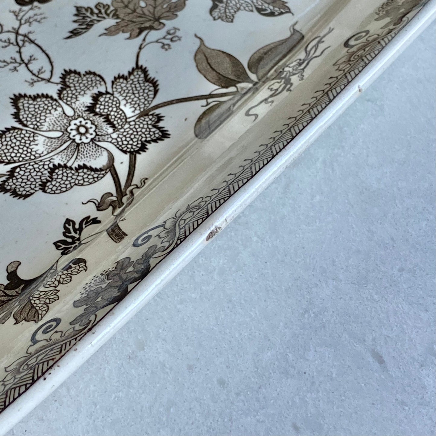 Vintage J.F. Wileman Chinese Brown Plant 16 Inch Transferware Platter (circa 1866 - 1872)