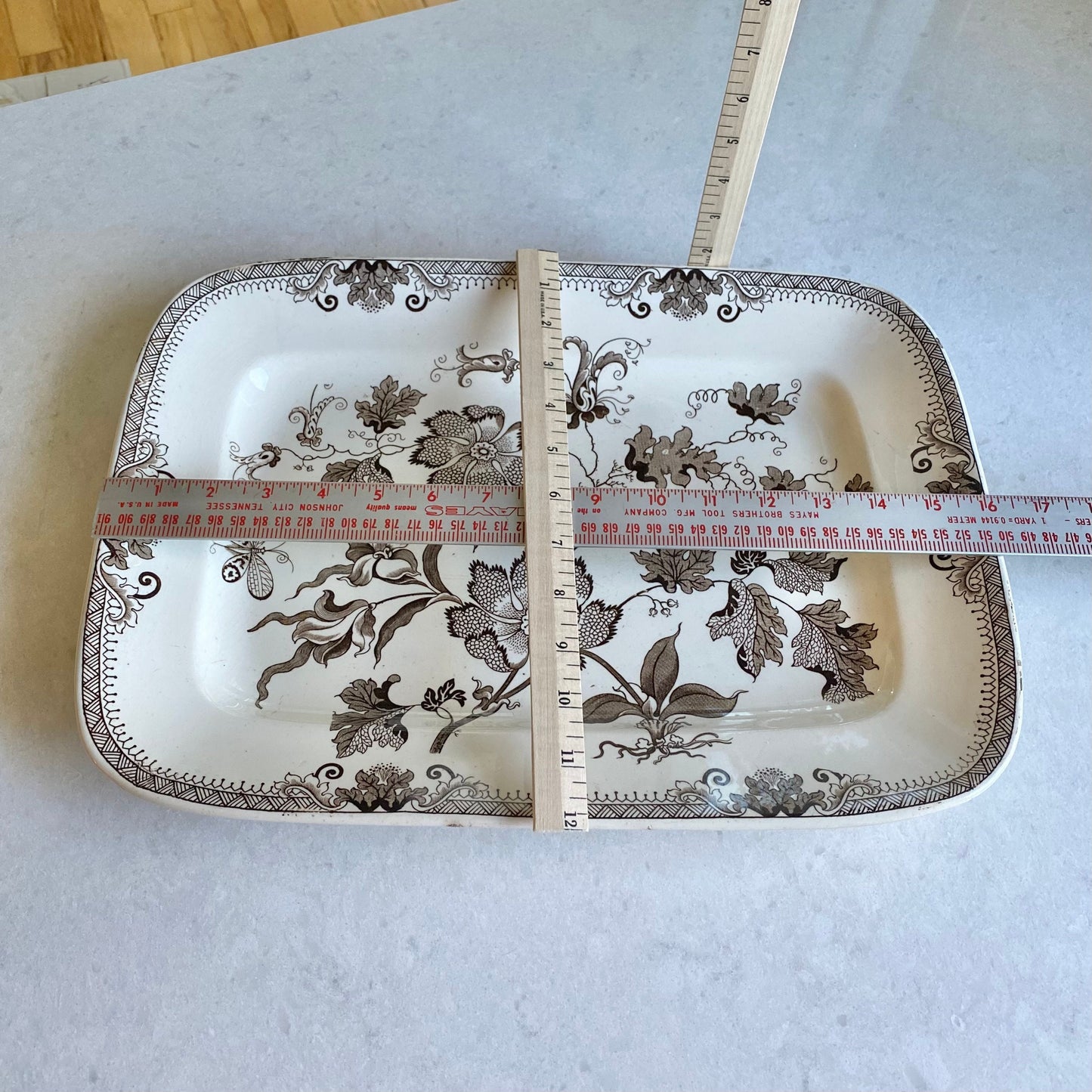 Vintage J.F. Wileman Chinese Brown Plant 16 Inch Transferware Platter (circa 1866 - 1872)